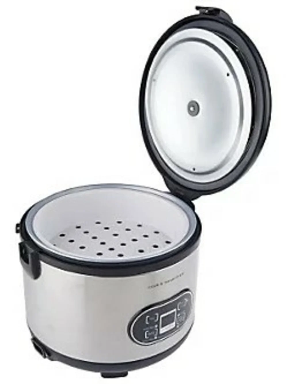Cook's Essentials 10C Digital Stainless Steel Nonstick Rice Cooker Black Silver